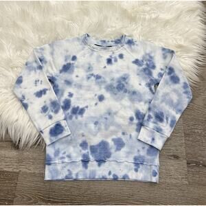 Miki Miette Jackson Blue Tie Dye Print Unisex Kid's Crew Neck Sweatshirt 6Y($50)